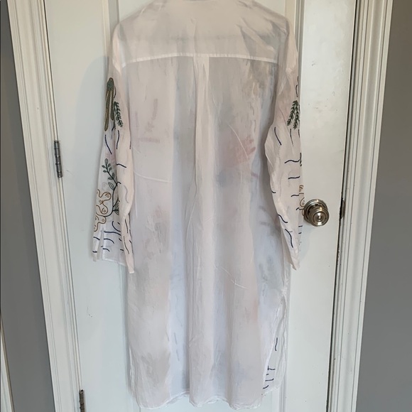 Zara Women's Long Embroidered Swimsuit Cover Up Women's Large Sea Motifs - Picture 3 of 8